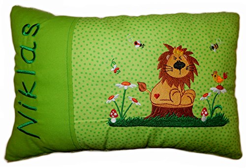 Momelie Grünes Schmusekissen * Kuschelkissen * Löwe * mit Namen Bestickt * ca. 25 * 40 cm groß * SK-gn_0028 Momelie Grünes Schmusekissen * Kuschelkissen * Löwe * mit Namen Bestickt * ca. 25 * 40 cm groß * SK-gn_0028 von Momelie