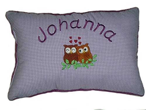 Momelie Lila Schmusekissen * Kuschelkissen * Eule * mit Namen Bestickt * 25 x 40 cm * SK-li_0021 von Momelie