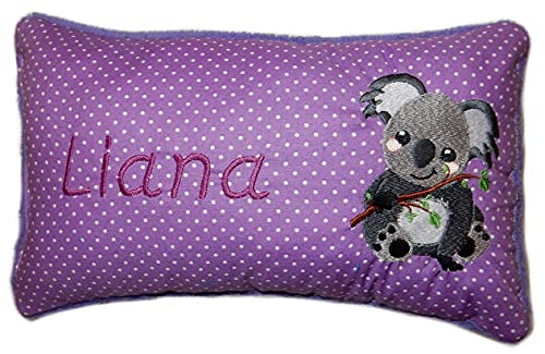 Momelie Lila Schmusekissen * Kuschelkissen * Koala * mit Namen Bestickt * 17 x 29 cm * SK-li_0042 von Momelie