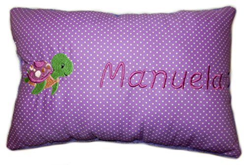 Momelie Lila Schmusekissen * Kuschelkissen * Schildkröte * mit Namen Bestickt * 25 x 40 cm * SK-li_0055 von Momelie