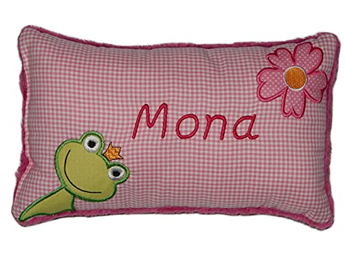 Momelie Rosa Schmusekissen * Kuschelkissen * Frosch * mit Namen Bestickt * 17 x 29 cm * SK-pi_0001 von Momelie