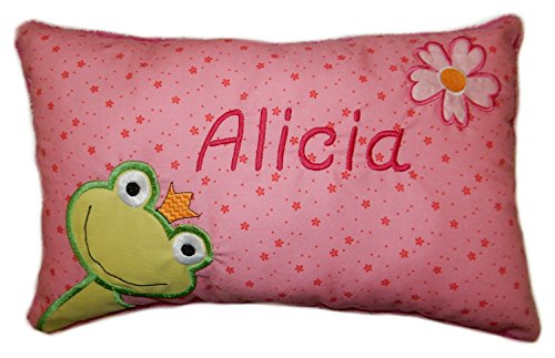 Momelie Rosa Schmusekissen * Kuschelkissen * Frosch * mit Namen Bestickt * 25 x 40 cm * SK-pi_0071 von Momelie