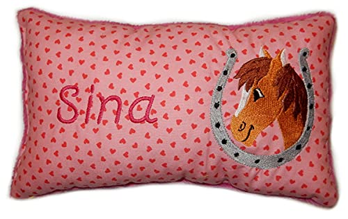 Momelie Rosa Schmusekissen * Kuschelkissen * Pferd * mit Namen Bestickt * 17 x 29 cm * SK-pi_0021 von Momelie