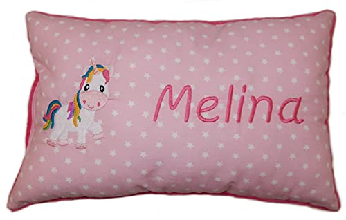 Momelie Rosa Schmusekissen * Kuschelkissen *Einhorn * mit Namen Bestickt * 25 x 40 cm * SK-pi_0111 Momelie Rosa Schmusekissen * Kuschelkissen *Einhorn * mit Namen Bestickt * 25 x 40 cm * SK-pi_0111 von Momelie