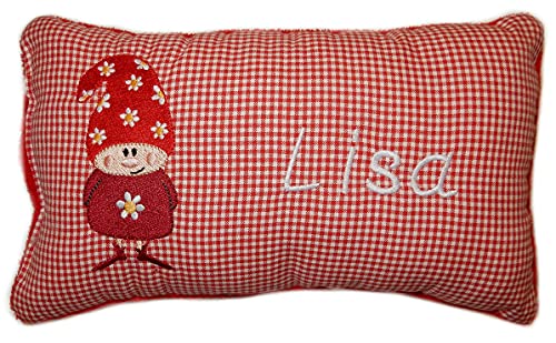 Momelie Rotes Schmusekissen * Kuschelkissen * Wichtel * mit Namen Bestickt * 17 x 29 cm * SK-rt_0001 Momelie Rotes Schmusekissen * Kuschelkissen * Wichtel * mit Namen Bestickt * 17 x 29 cm * SK-rt_0001 von Momelie