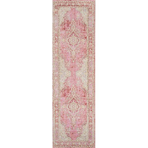 Momeni Rugs Isabella Traditioneller Medaillon-Teppich, flach, 70 x 20 cm, Rosa von Momeni