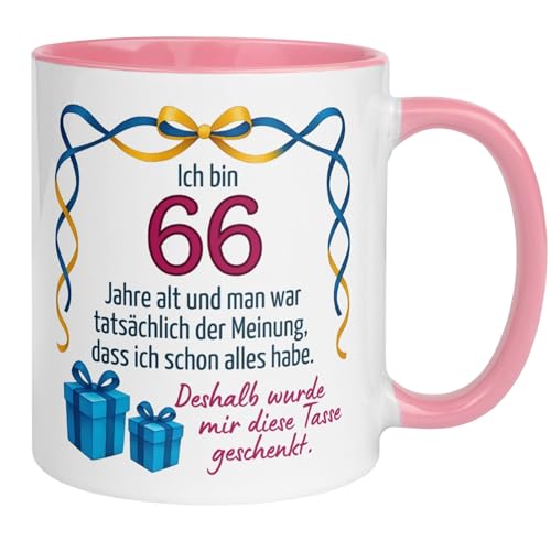 66 Geburtstag Frauen Geschenk Tasse | Ich bin 66 – man meint ich habe schon alles | Lustige Geschenk Geburtstagstasse mit Spruch zum 66. Geburtstag | 66ter Geburtstag - Geburtstagsgeschenk Frau von Momentals