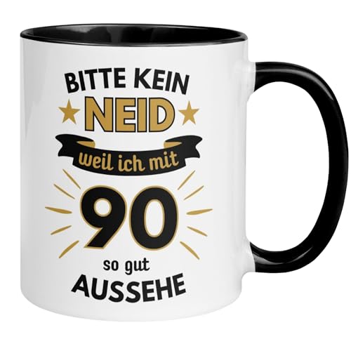 90 Geburtstag Männer Geschenk Tasse | Bitte kein Neid – weil ich mit 90 so gut aussehe | Lustige Geschenk Geburtstagstasse Spruch 90. Geburtstag | 90ter Geburtstag - Witziges Geburtstagsgeschenk Mann von Momentals
