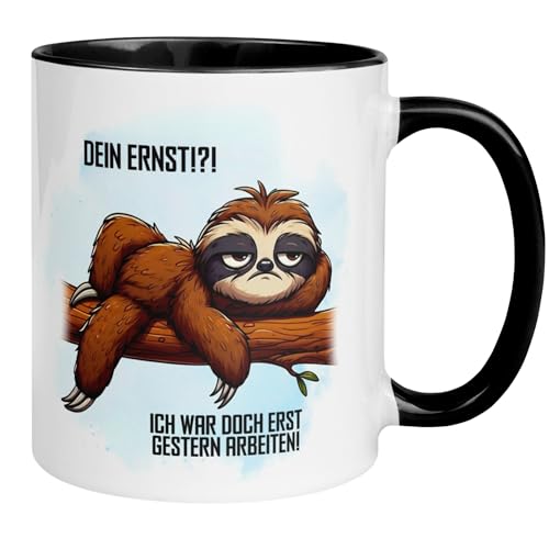 Faultier Tasse Lustig mit Spruch | Dein Ernst - Ich war doch erst gestern arbeiten | Witzige Kaffeetasse Geschenk Arbeit Büro Homeoffice | Becher Morgenmuffel Langschläfer Schlafmütze Nachtmenschen Faultier Tasse Lustig mit Spruch | Dein Ernst - Ich war doch erst gestern arbeiten | Witzige Kaffeetasse Geschenk Arbeit Büro Homeoffice | Becher Morgenmuffel Langschläfer Schlafmütze Nachtmenschen von Momentals
