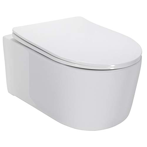Adige Design Hänge WC spülrandlos Toilette inkl. WC Sitz mit Softclose Absenkautomatik + abnehmbar von Moments of Glass