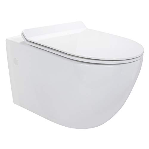 Carapelle Design Hänge WC Toilette inkl. WC Sitz mit Softclose Absenkautomatik + abnehmbar (L - 555 x 365 x 375 mm) von Moments of Glass