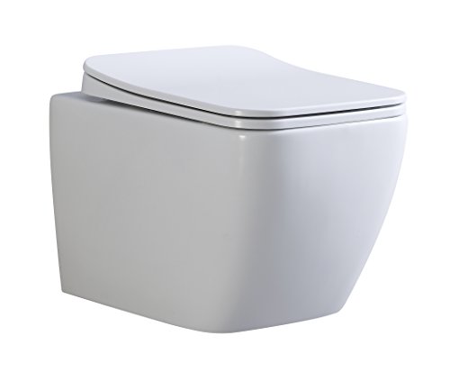 Cube Design Hänge WC spülrandlos Toilette inkl. WC Sitz mit Softclose Absenkautomatik + abnehmbar von Moments of Glass