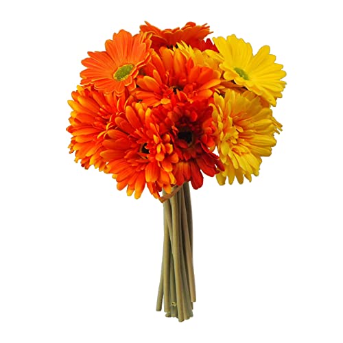 Momiaday Künstliche Herbstblumen, bunte Gerbera-Gänseblümchen, Seidensträuße mit lebendigen Farben, Gänseblümchen, Herbst, Kunstblumen, Arrangements für Zuhause, Hochzeit, Tischdekoration (Orange + von Momiaday