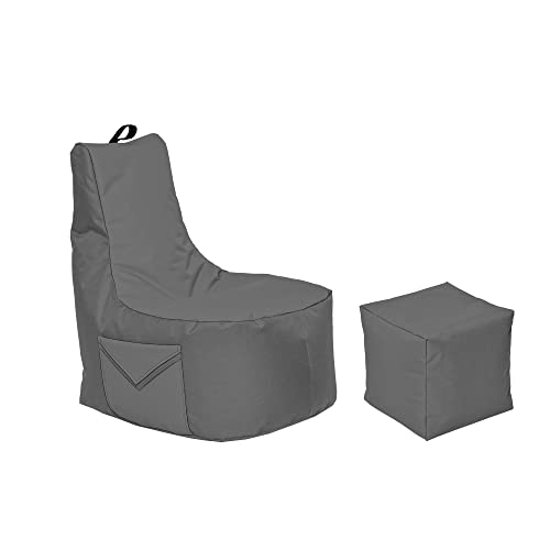 Momiralland Big Gamer Sitzsack mit Lehne Sitzkissen Beanbag BodenKissen Sessel In- & Outdoor geeignet Gaming mit PC Xbox & Playstation (Anthrazit) von Momiralland