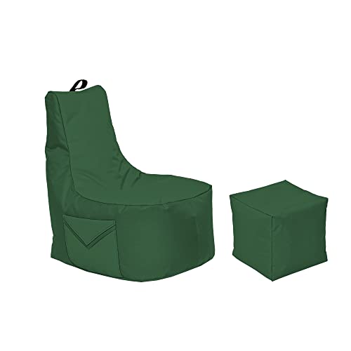 Momiralland Big Gamer Sitzsack mit Lehne Sitzkissen Beanbag BodenKissen Sessel In- & Outdoor geeignet Gaming mit PC Xbox & Playstation (Dunkelgrün) von Momiralland