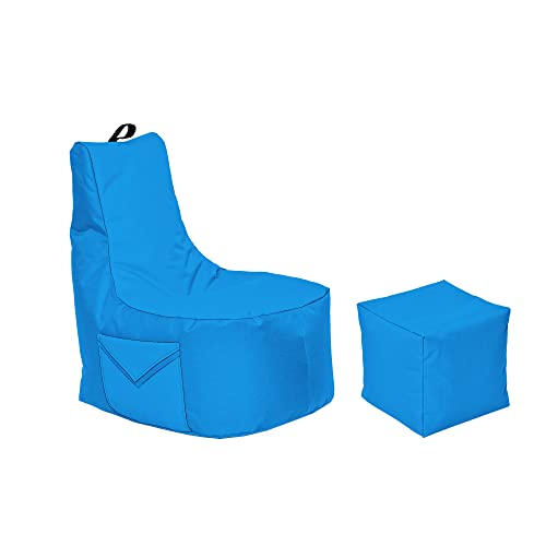 Momiralland Big Gamer Sitzsack mit Lehne Sitzkissen Beanbag BodenKissen Sessel In- & Outdoor geeignet Gaming mit PC Xbox & Playstation (Hellblau) von Momiralland