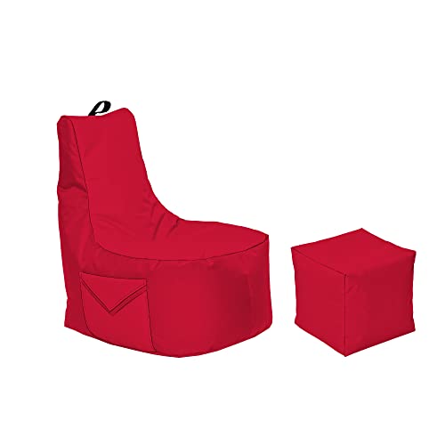 Momiralland Big Gamer Sitzsack mit Lehne Sitzkissen Beanbag BodenKissen Sessel In- & Outdoor geeignet Gaming mit PC Xbox & Playstation (Rot) von Momiralland