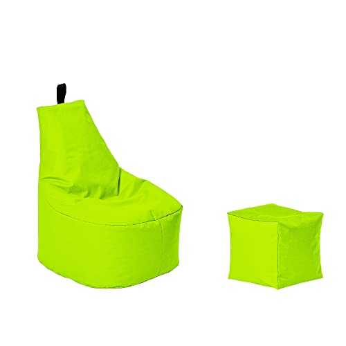 Momiralland Classic Sitzsack XL - XXL mit Hocker Sitzkissen BodenKissen Sessel In- & Outdoor geeignet Gaming Sitzsack für Erwachsene und Kinder… (Kiwi, XXL - Durchmesser 78 cm) von Momiralland