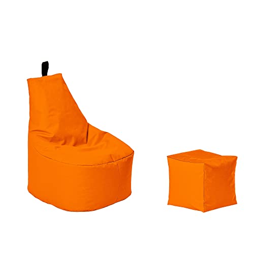 Momiralland Classic Sitzsack XL - XXL mit Hocker Sitzkissen BodenKissen Sessel In- & Outdoor geeignet Gaming Sitzsack für Erwachsene und Kinder… (Orange, XXL - Durchmesser 78 cm) von Momiralland