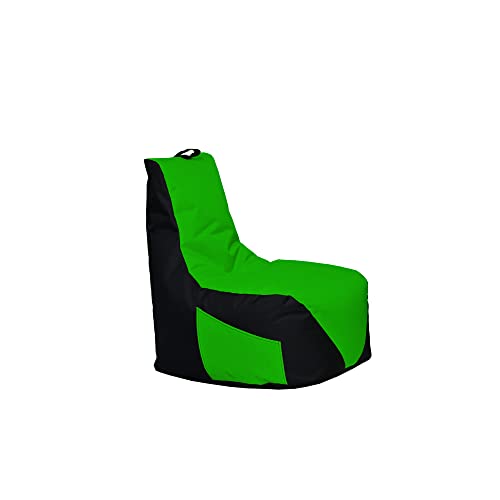 Momiralland Classic Sitzsack XXL Sitzkissen BodenKissen In- & Outdoor geeignet Gaming Sitzsack für Erwachsene und Kinder… (Schwarz - Grün, XXL - Durchmesser 78 cm - Ohne Hocker) von Momiralland
