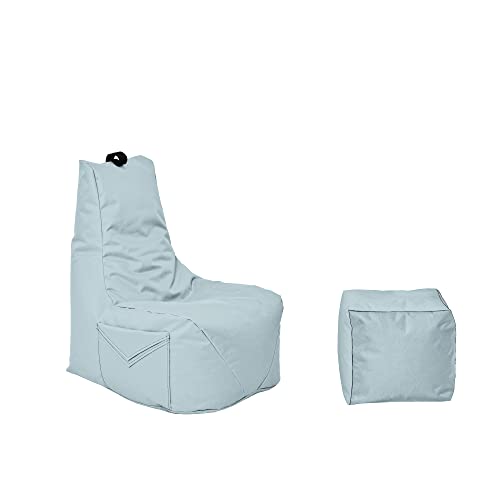 Momiralland Komfort Sitzsack XL - XXL mit Hocker Sitzkissen BodenKissen Sessel In- & Outdoor geeignet Gaming Sitzsack für Erwachsene und Kinder (Grau, XXL - Durchmesser 80 cm) von Momiralland