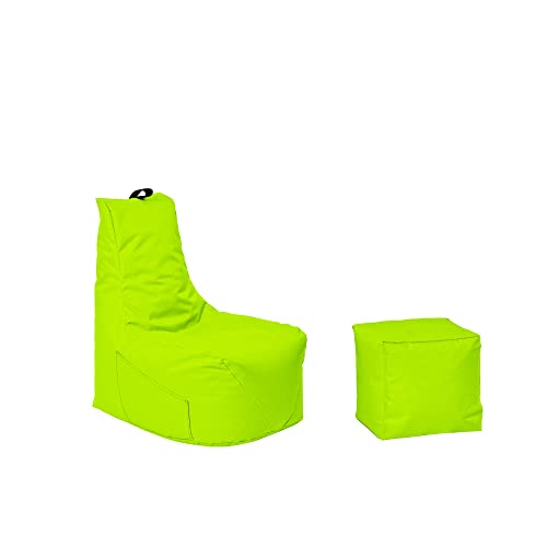 Momiralland Komfort Sitzsack XL - XXL mit Hocker Sitzkissen BodenKissen Sessel In- & Outdoor geeignet Gaming Sitzsack für Erwachsene und Kinder (Kiwi, XL - Durchmesser 75 cm) von Momiralland