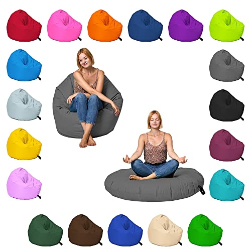 Momiralland Sitzsack 2 in 1 Funktion für bequemes Sitzen & Liegen – Indoor & Outdoor da er Wasserfest ist – Bdenkissen – für Kinder & Erwachsene (Orange, 120 cm - Durchmesser) von Momiralland