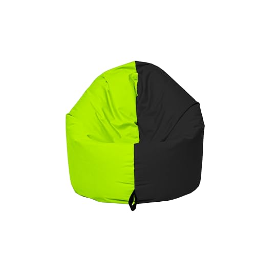 Momiralland Sitzsack 2 in 1 Funktion für bequemes Sitzen & Liegen – Indoor & Outdoor da er Wasserfest ist – Bdenkissen – für Kinder & Erwachsene (Schwarz - Kiwi, 120 cm - Durchmesser) von Momiralland