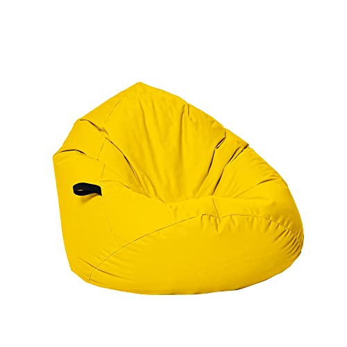 Momiralland Sitzsack Tropfenform Kastanie - für Kinder & Erwachsene – Indoor wie Outdoor da er Wasserfest ist–füllung EPS Perlen. (Gelb, XXL - Durchmesser 88 cm für Erwachsene) von Momiralland