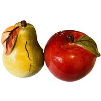Apfel Birne Obst Gemüse Salz Pfeffer Streuer Figuren Küchentisch Dekor Vtg von MommaofThreeMonkeys