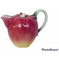 Apfel Krug Keramik Vintage Antik Japan 1950Er Jahre Anthropomorphe Obst Küche Dekor Geschenk Sammler Pflaume Vegetbale Blatt Griff Milchknöpfe von MommaofThreeMonkeys