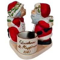 Jasco Christmas Happiness 1980 Figur Kerzenhalter Mrs Santa Claus Bisque Vtg von MommaofThreeMonkeys