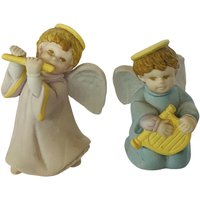 Salz Pfefferstreuer Engel Keramik Flöte Harfe Figuren Vtg Cherub Geschenk Dekor von MommaofThreeMonkeys