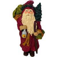 Weihnachtsmann Figur Ornament Resin Geschnitzt Weihnachten Signiert Juni Mckenna 1988 Spielzeugsack von MommaofThreeMonkeys