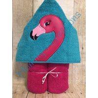 Mädchen-Flamingo-Applikation Mit Kapuze Bad, Strand, Pooltuch Vertuschen 30 "x 54" Personalisierung Verfügbar von MommysCraftCreations