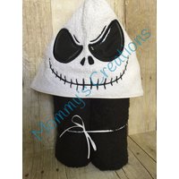 Skelett Gesicht Applikation Kapuze Bad, Strand, Pool Handtuch 30 "x 54" Personalisierung Verfügbar von MommysCraftCreations