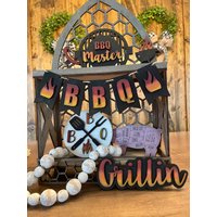 Rustikales Grilltablett/Outdoor-Dekor Tiered-Tablett-Dekor Grill von MommysDesignFarmCo