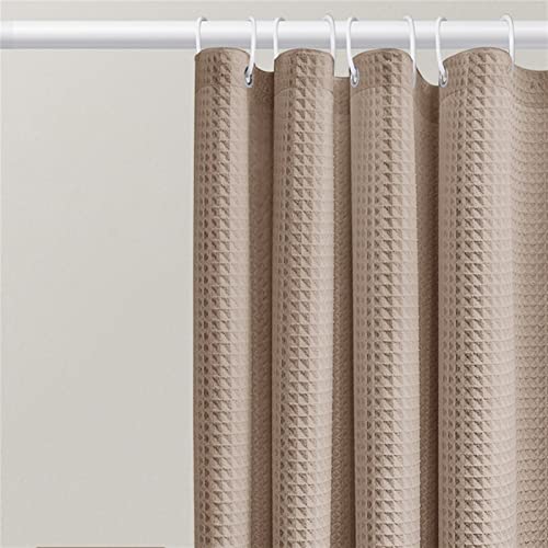 Momooda Duschvorhang Anti Schimmel, Wasserdicht, Strapazierfähige Duschvorhänge für Badezimmer, Waschbares Badvorhang aus Polyester-Waffelmuster, Khaki, 180x200cm von Momooda