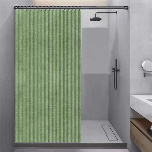 Momooda Faltbarer Duschvorhang Gewicht Anti Schimmel Wasserdichter aus Leinen mit Haken, Duschvorhang Magnet Spritzwassergeschützt, Grün, 100x200cm von Momooda