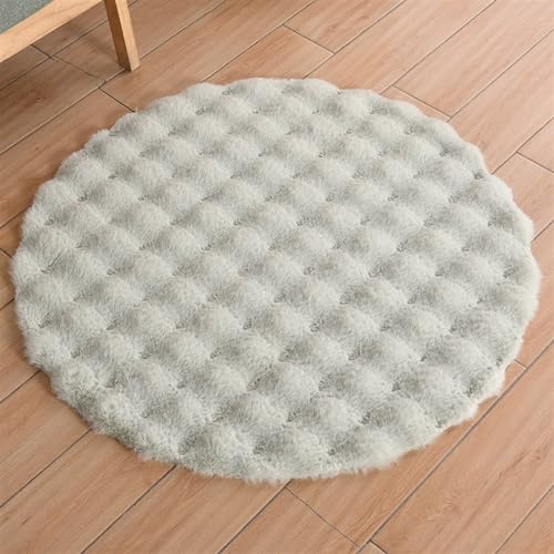 Momooda Flauschig Teppich Wohnzimmer, Waschbar Teppiche Rund für Schlafzimmer, Moderner Flauschiger Kunstfell Hochflor Teppich Gegend, Hellgrün, 50x50cm von Momooda