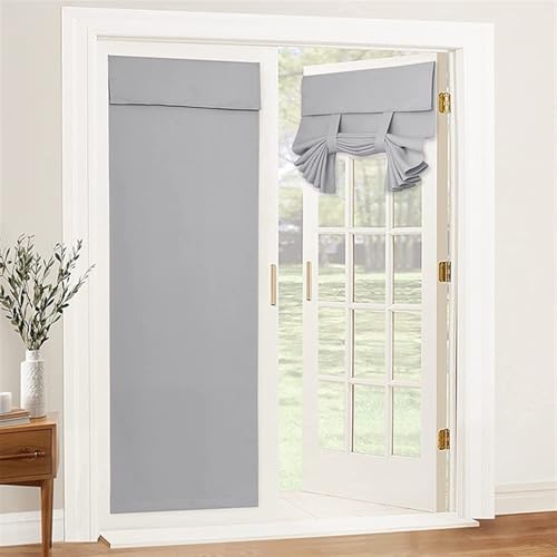 Momooda Französischer Türvorhang Blickdicht, Tür Vorhang ohne Bohren, Selbstklebender Verdunkelungsvorhang für das Fenster vor der Vordertür mit Raffhalter, 1 Paneel, Hellgrau, 86x203cm Momooda Französischer Türvorhang Blickdicht, Tür Vorhang ohne Bohren, Selbstklebender Verdunkelungsvorhang für das Fenster vor der Vordertür mit Raffhalter, 1 Paneel, Hellgrau, 86x203cm von Momooda