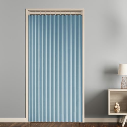 Momooda Türvorhang Blickdicht Magnetische für Türen und Schränke, Raumteiler Vorhang, Thermo Türvorhang Kälteschutz Faltvorhang für unsichtbare Türen mit Haken, 1 Stück, 220g/m², Blau, 100x180cm Momooda Türvorhang Blickdicht Magnetische für Türen und Schränke, Raumteiler Vorhang, Thermo Türvorhang Kälteschutz Faltvorhang für unsichtbare Türen mit Haken, 1 Stück, 220g/m², Blau, 100x180cm von Momooda