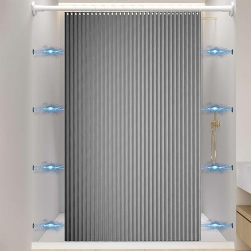 Momooda Wasserdichter Faltbarer Duschvorhang aus Leinen, Duschvorhang Magnet Spritzwassergeschützt, Duschvorhang Anti Schimmel, Grau, 150x180cm Momooda Wasserdichter Faltbarer Duschvorhang aus Leinen, Duschvorhang Magnet Spritzwassergeschützt, Duschvorhang Anti Schimmel, Grau, 150x180cm von Momooda