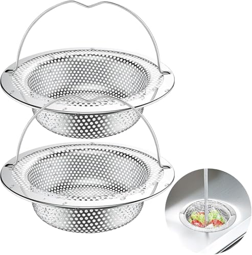 Momowin 2 teiliger Spülbecken Abflusssieb, Küche mit Griffen Spülbecken Sieb, Edelstahl Spülbecken Sieb, Spülbecken Sieb 11 cm OD x 8 cm ID x 2 cm H von Momowin