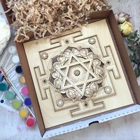 Sri Yantra Ganesh Malkit. Hölzerne Mandala-Farbkits Für Erwachsene. Diy Kit Geburtstagsgeschenk von MomsManufactureStore