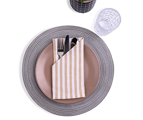 mon bijou® - 12 angenehm weiche Stoffservietten beige-weiß gestreift I 100% Baumwolle I 45 x 45 cm I Servietten Ideal für Hochzeit, Festtage I Weihnachten, Ostern, Küche, Esstisch-Dekoration von Mon Bijou