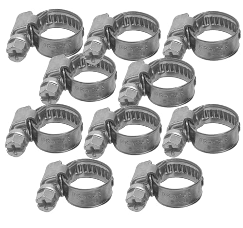10 Edelstahl-Schlauchschellen mit Schneckengewinde, Durchmesser 34-56 mm (25-40mm Breite 9mm) von MonJar