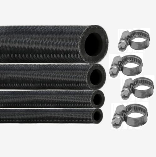 Kit 1Meter+4St. Schlauchschellen Kraftstoffschlauch-Geflochten Dieselschlauch 10Bar (4mm-Innen X10mm-) von MonJar
