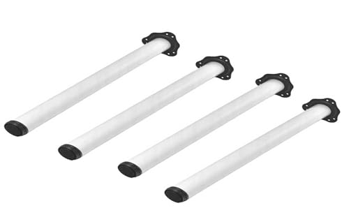 4er Set Tischbeine Ø60mm Schreibtischfüße Tischfüße Stabil, Höhenverstellbar Höhe 710 mm + 30 mm inkl. Befestigungsmaterial (Weiß Höhe 1100mm) von MonJar