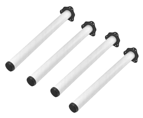 MonJar 4er Set Tischbeine Ø60mm Schreibtischfüße Tischfüße Stabil, Höhenverstellbar Höhe 820 mm + 30 mm inkl. Befestigungsmaterial (Weiß Höhe 820mm) von MonJar